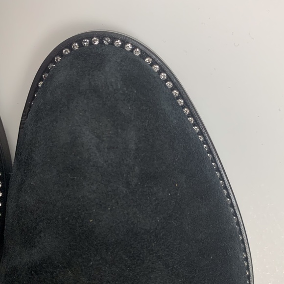 Scarpa d"Oro Black Suede Chelsea Boots With Rhinestones - Picture 7 of 9